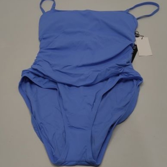 La Blanca Blue One Piece Swimsuit with Elegant Ruching, New, Size 12 - Picture 3 of 3